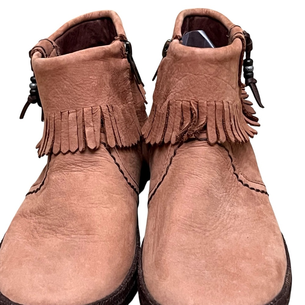 UGG Tiana Fringe Ankle Booties Brown Leather Side Zip Sz 7.5 - Picture 8 of 11